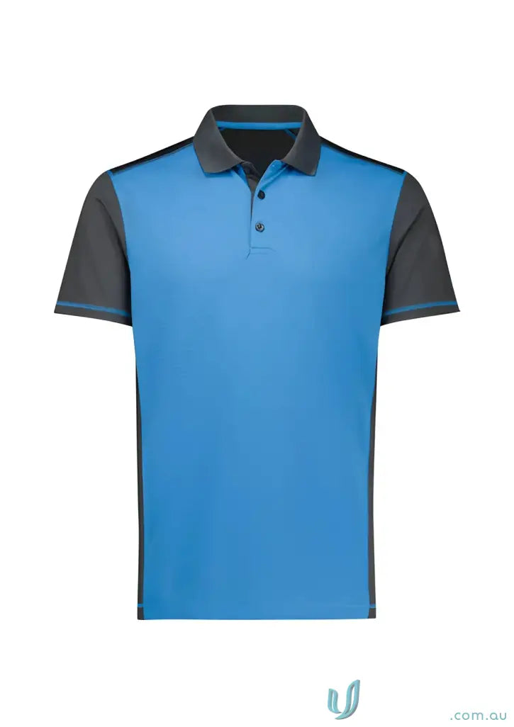 Blue and gray Dart Short Sleeve Polo Shirt from Biz Collection for a casual look