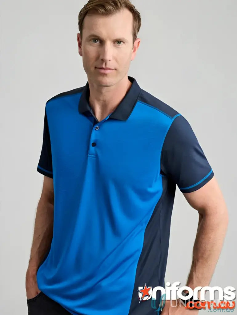 Dart Short Sleeve Polo Shirt in two-tone blue from Biz Collection for a casual look