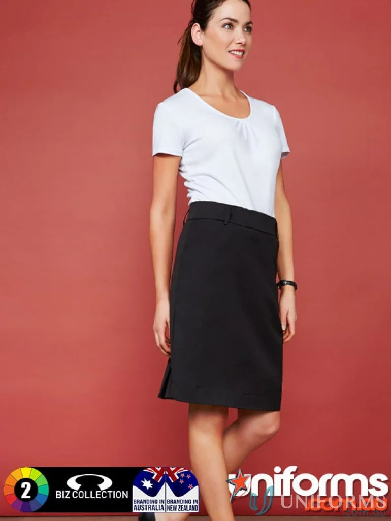 Womens Detroit skirt from Biz Collection collection Detroit Flexi-Band with white top
