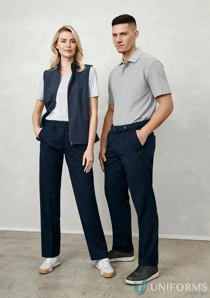 Two people rocking matching navy Detroit Pant Biz Collection Men’s B S10110R style