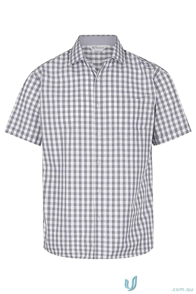 Gray and white checkered Devonport SS Shirt, perfect for devonport mens uniforms