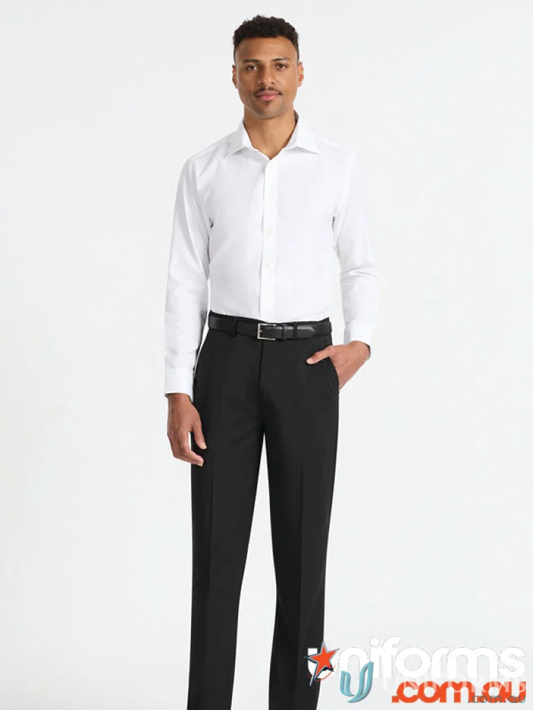 Man in Dexter Long Sleeve Shirt made from premium cotton with a wrinkle-free finish