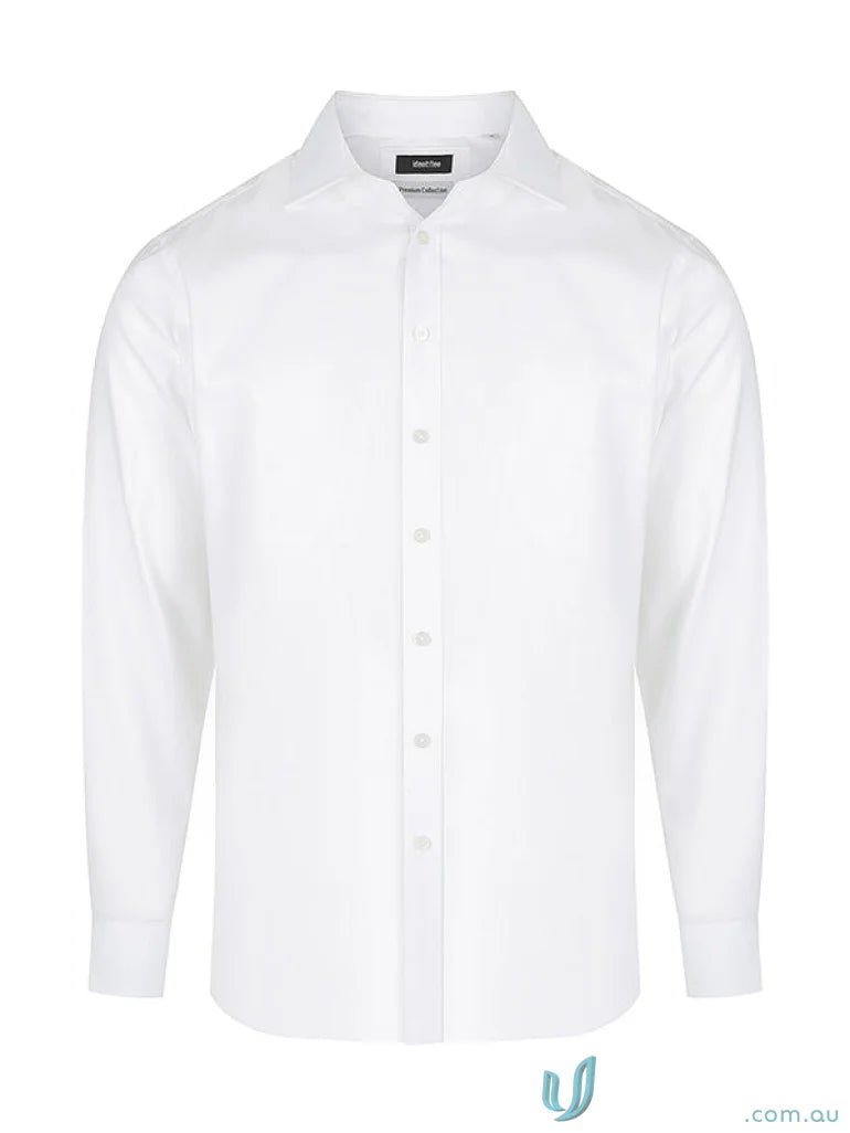 White Dexter Long Sleeve Shirt in premium cotton with wrinkle-free finish for a sharp look