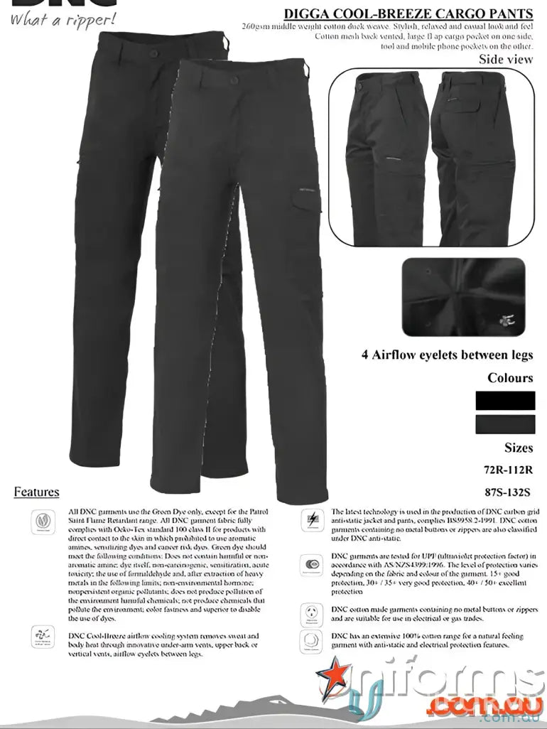 Black Black Cargo Pants from Digga Cool Breeze Cargo collection, super cool-breeze style