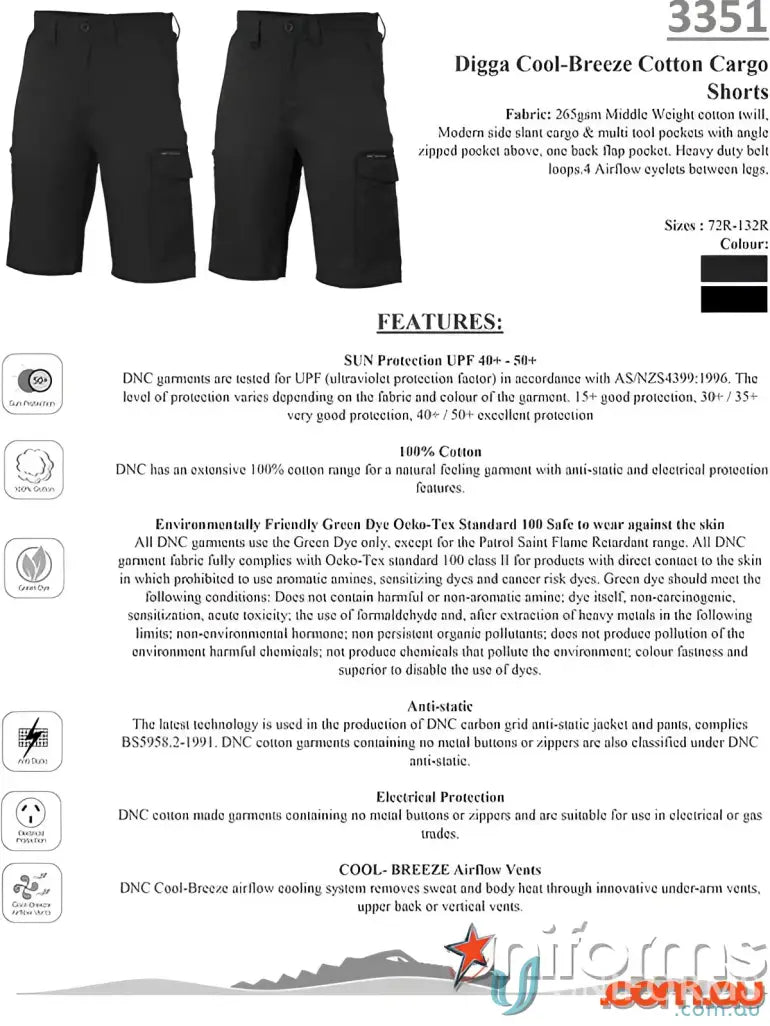 Black Digga Cool-Breeze Cotton Cargo Shorts with multiple pockets in comfortable cotton twill