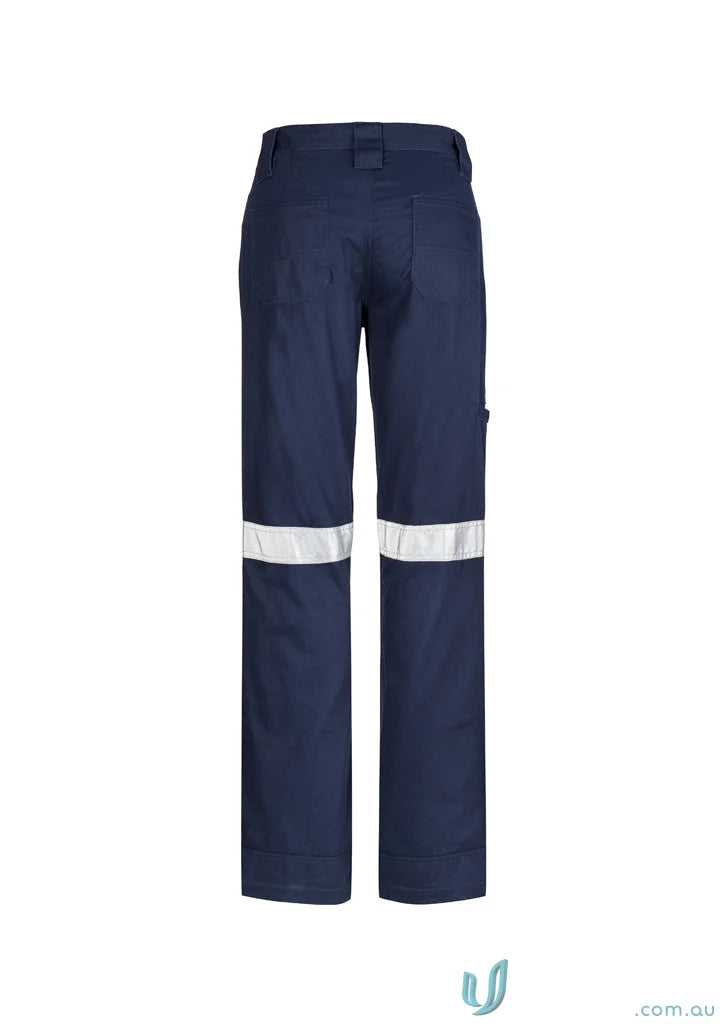 Navy blue Syzmik Womens Taped Utility Pant ZWL004 with reflective tape for safety