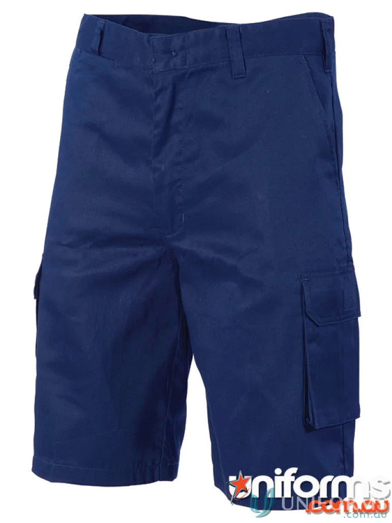 Navy blue DNC Cool-Breeze Cotton Cargo Shorts with belt loops and side pockets