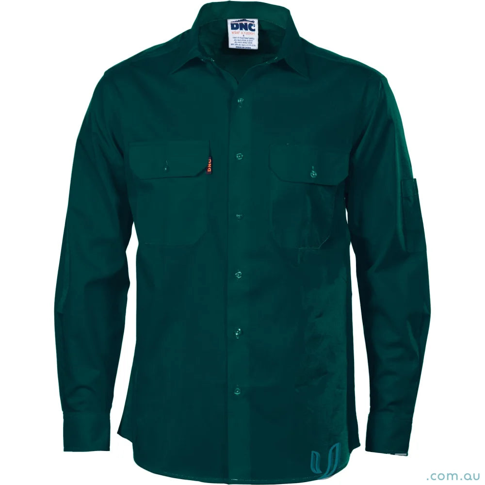 Green long-sleeved work shirt from DNC Cool-Breeze L/S Work Shirt, perfect for workwear and uniforms