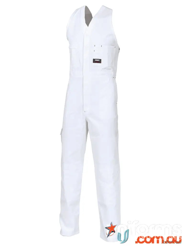 White cotton drill action back overall, durable drill action workwear for men
