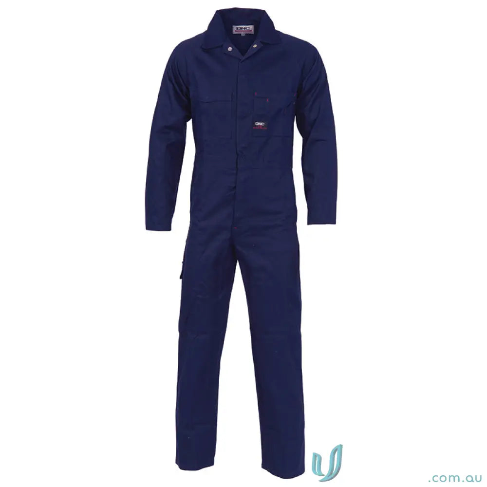 Navy blue cotton drill coverall for work, part of DNC Cotton Drill Coverall series