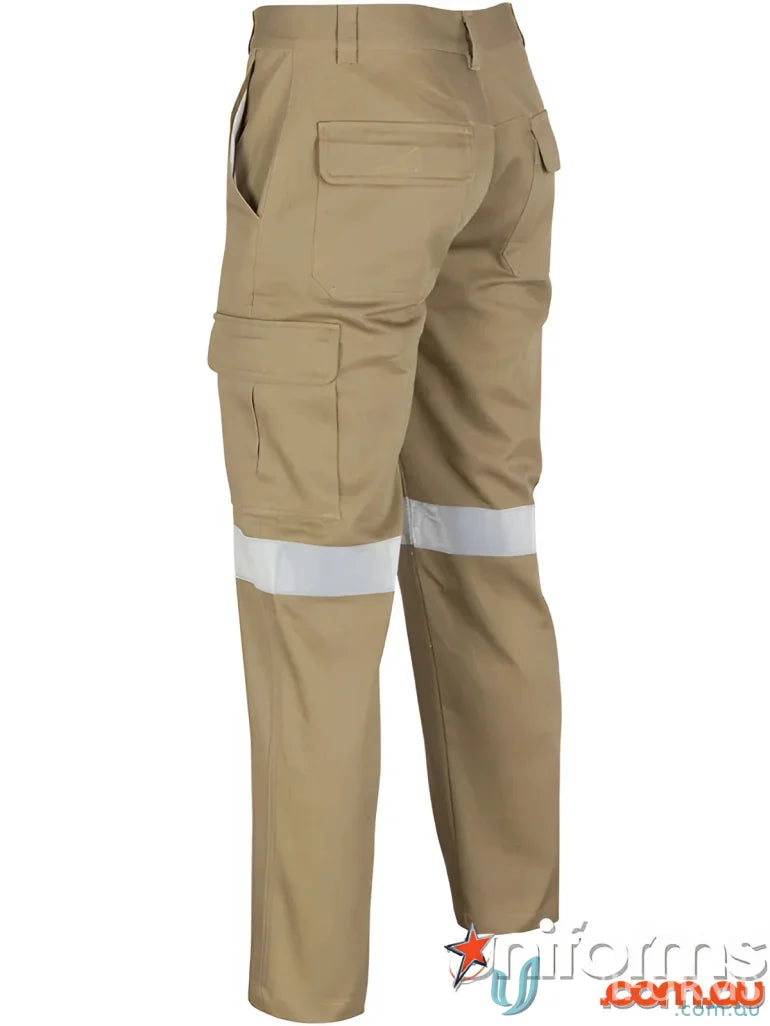 Khaki Drill Cargo Pants with Reflective Tape from DNC Drill 3M Tape Cargo Trousers