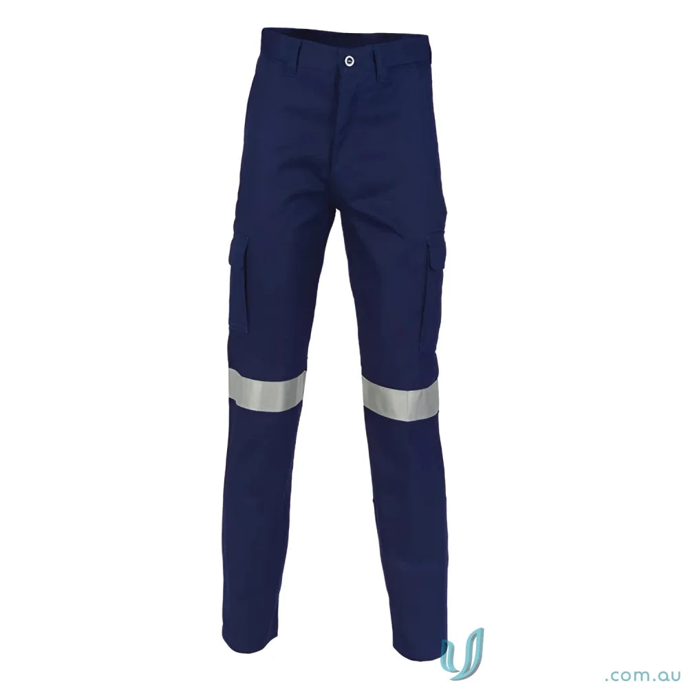 Navy blue DNC Drill 3M Tape Cargo Trousers with reflective tape and cotton drill cargo style