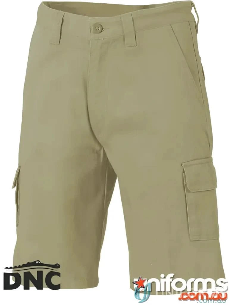 DNC Drill Cargo Shorts in khaki cotton drill cargo shorts for a relaxed casual look