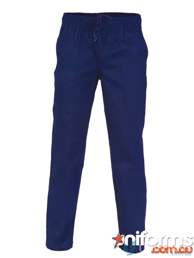 Navy blue DNC Drill Elastic Waist Trousers with comfortable elastic waist pants