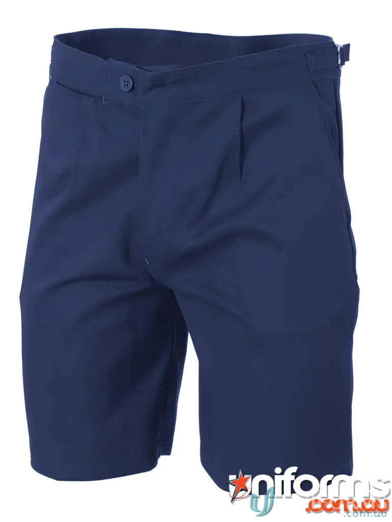 Navy blue drill long leg utility shorts made from cotton drill for a rugged look