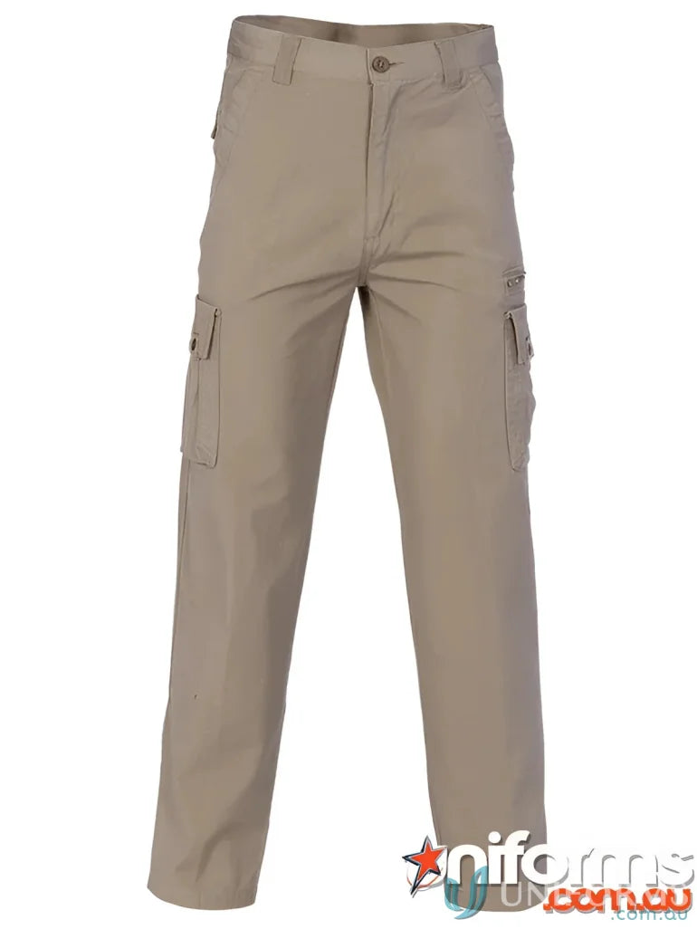 Khaki DNC Duck Weave Island Cargo Pants made from soft island cotton duck fabric