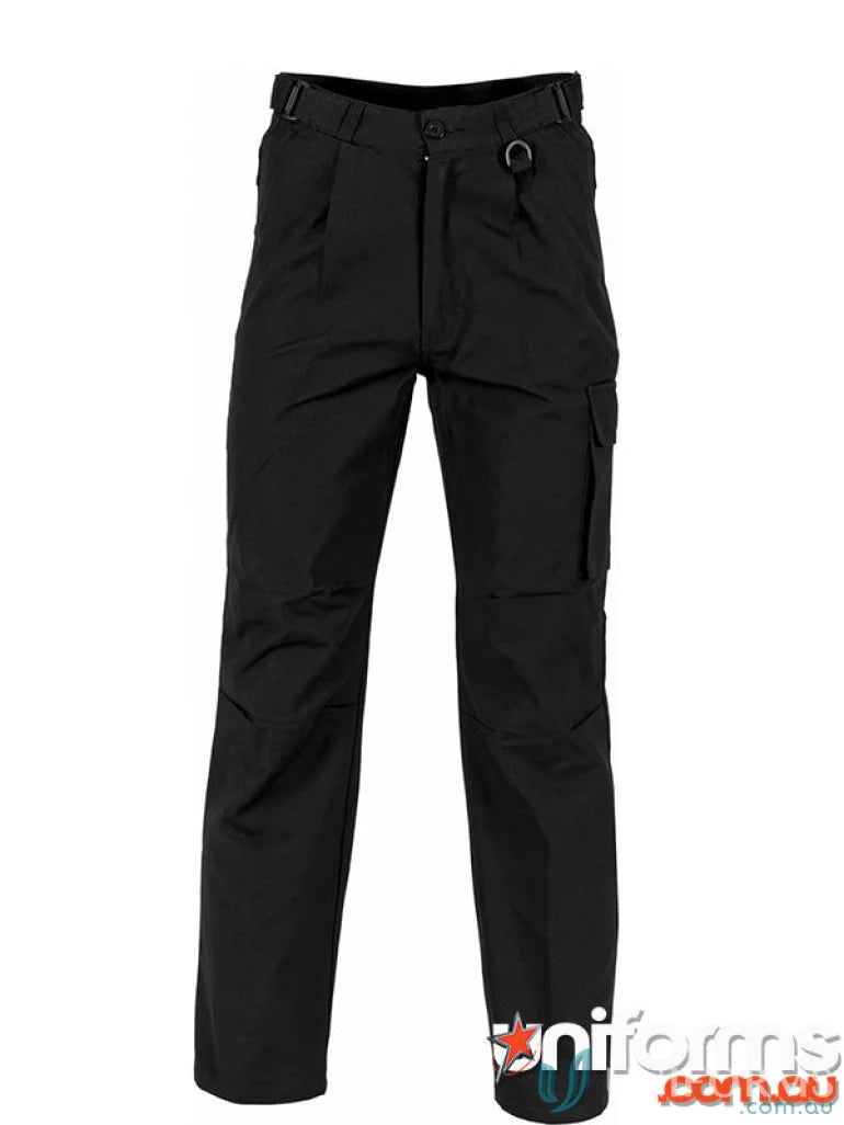 DNC Hero Air Flow Canvas Cargo Pants in black with multiple pockets and belt loops