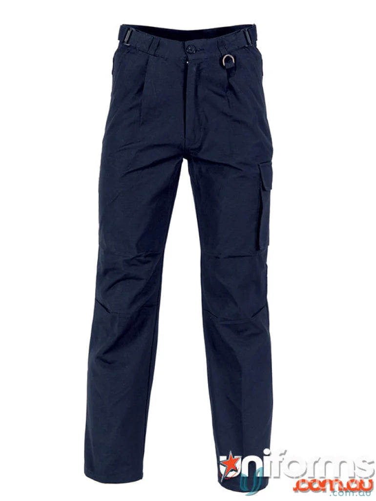 Dark blue DNC Hero Air Flow Canvas Cargo Pants with side pockets and belt loops