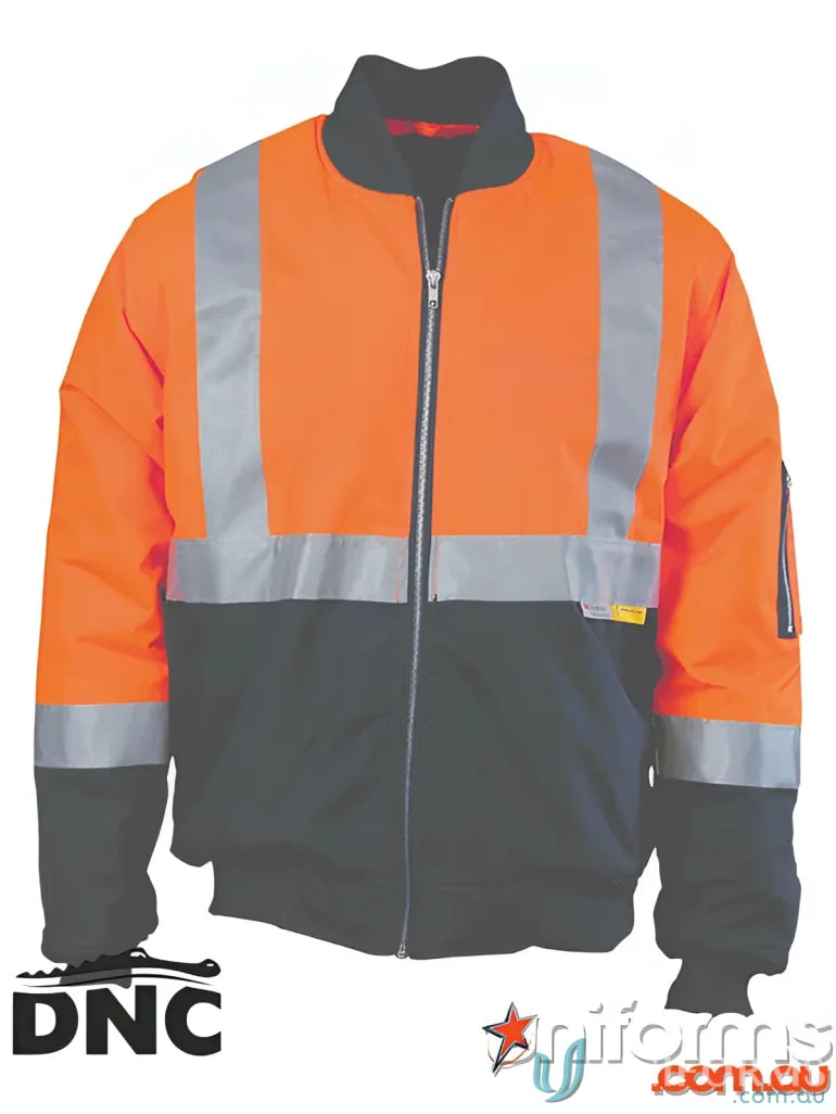 Orange and black DNC HiVis Flying Reflective Jacket workwear safety jacket