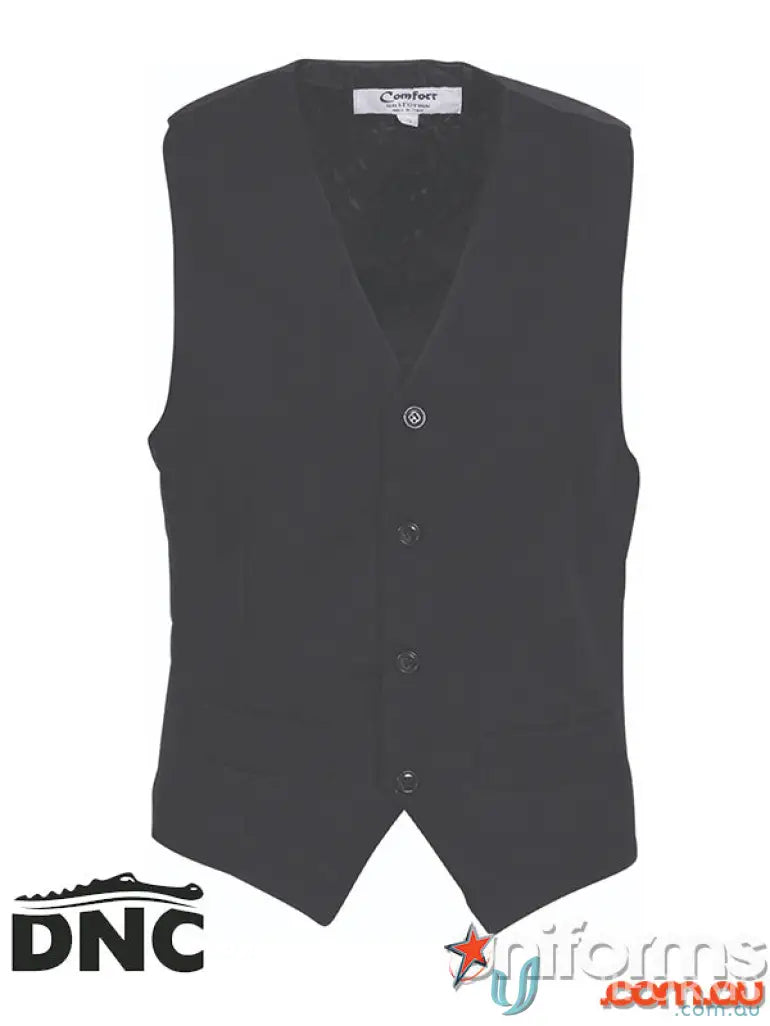 Black buttoned vest from DNC Hospitality Vest for a stylish hospitality look