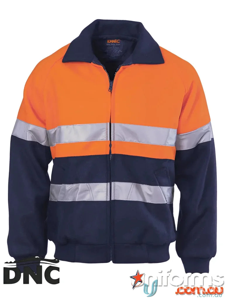 Orange and navy reflective work jacket from DNC Wool Blend HiVis 3M Bluey Jacket workwear