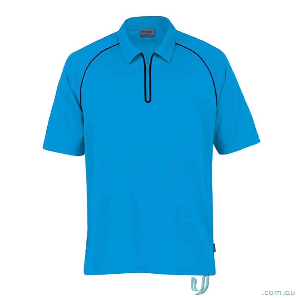 Blue Dri Gear Dimension Polo shirt with zipper, perfect for uniforms and workwear