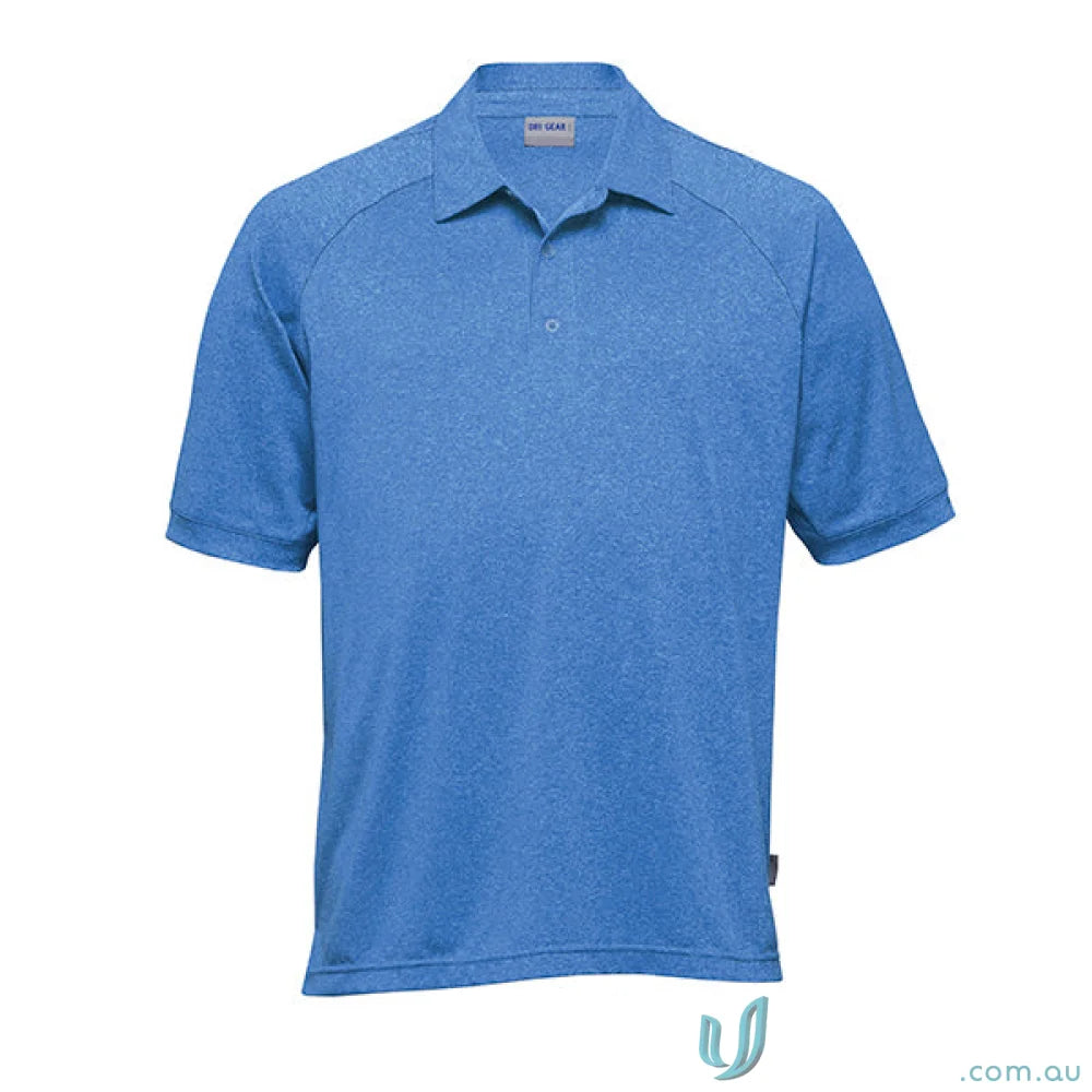 Blue short-sleeved polo shirt from Dri Gear Melange Polo collection for uniforms