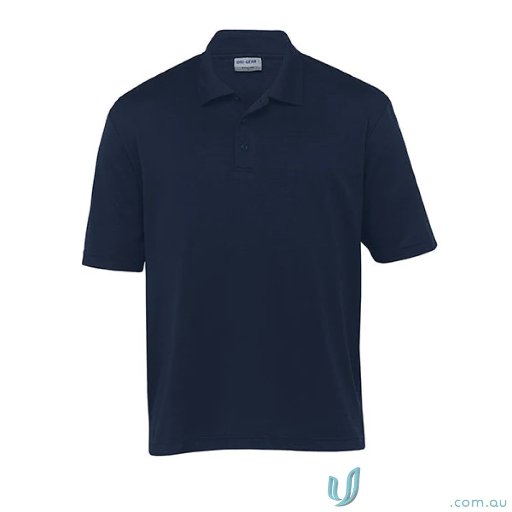 DriGear Ottoman Lite Polo in navy blue with three-button placket and collar
