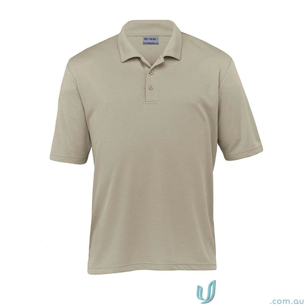 Men’s beige DriGear Ottoman Lite Polo with short sleeves and three-button placket