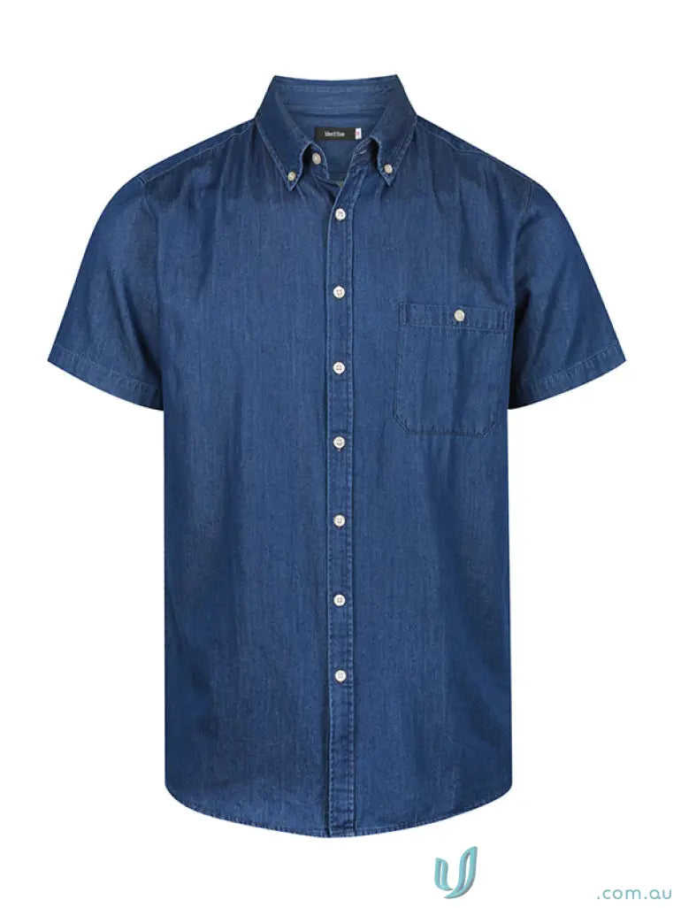 Dylan Denim S/S Shirt blue denim short-sleeved shirt ideal for uniforms or workwear