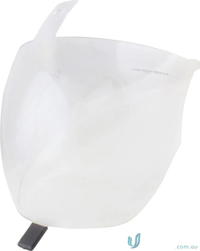 Translucent white plastic container for E-MAN clear replacement visor, perfect for work uniforms