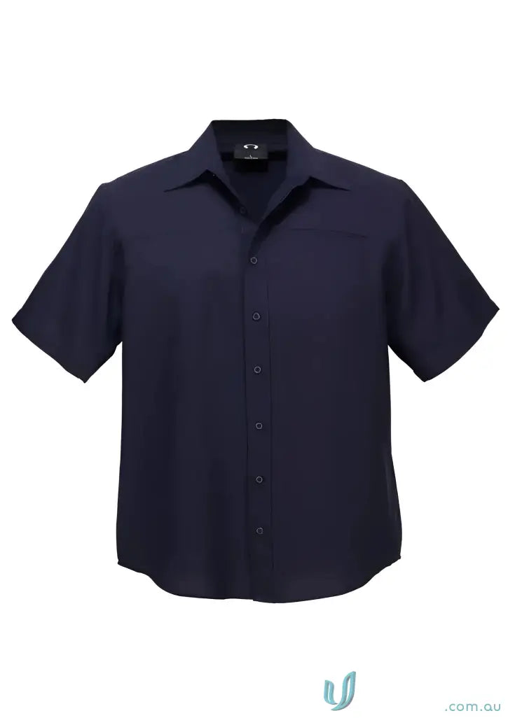 Navy short-sleeved button-down shirt from Mildura ELC work uniforms and workwear