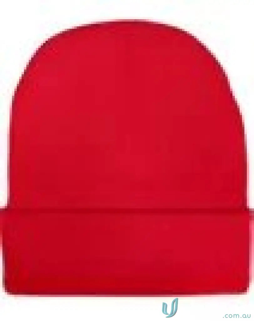 Red knit beanie Eco Roll Up Beanie made from certified recycled PET RPET knit beanie