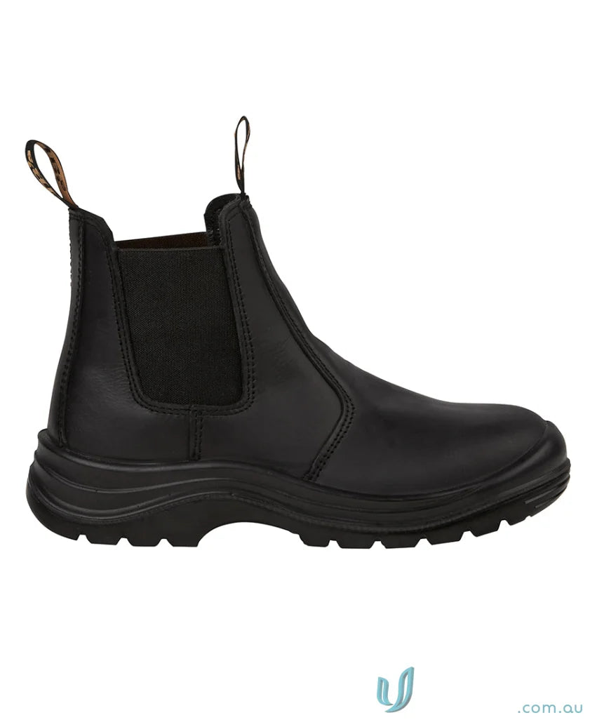 Black leather Chelsea boot with durable sole perfect for workwear and uniforms