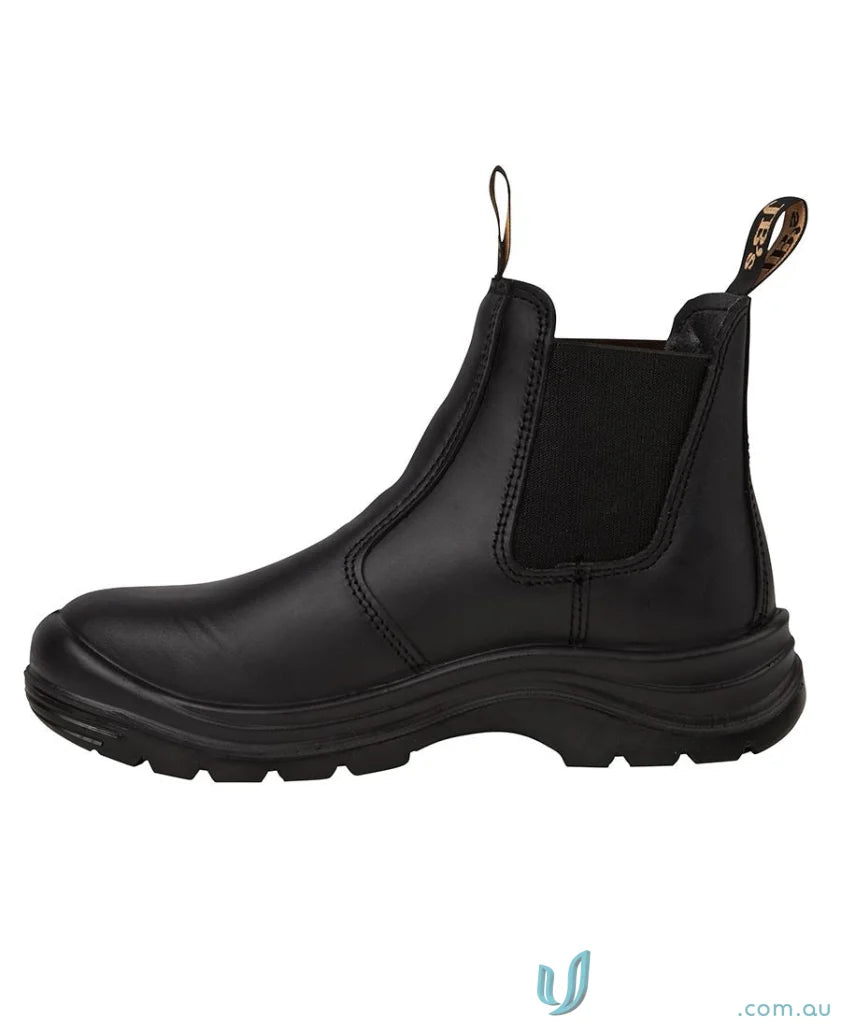 Black leather Chelsea work boot with durable sole for uniforms and workwear safety