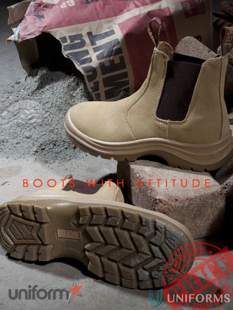 Tan suede work boots with sturdy sole perfect for uniforms and workwear in BLACK