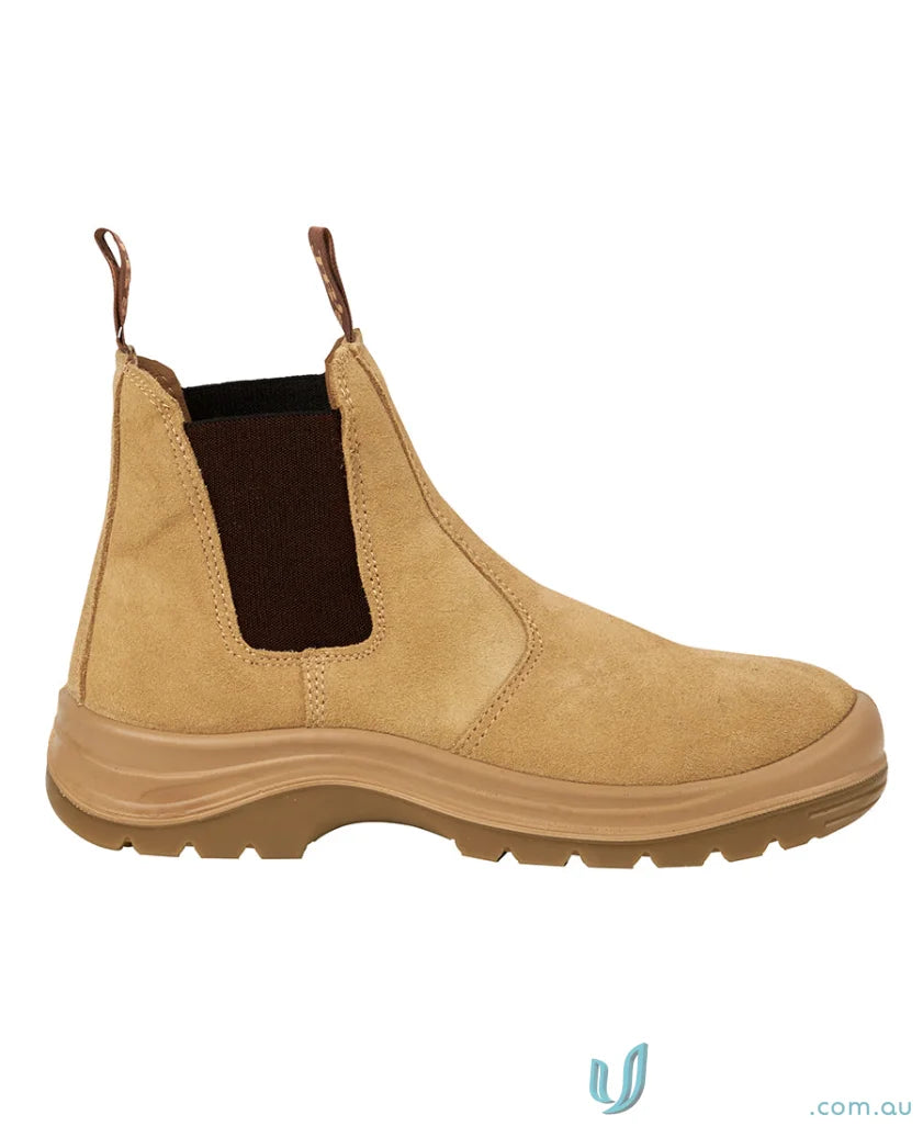 Tan suede Chelsea boot with durable sole perfect for workwear and uniforms