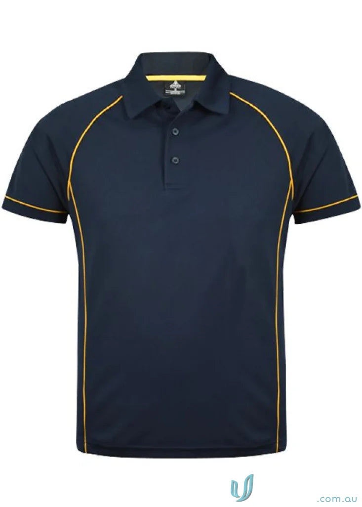 Navy blue Endeavour Polo shirt with gold trim, perfect for uniforms or workwear