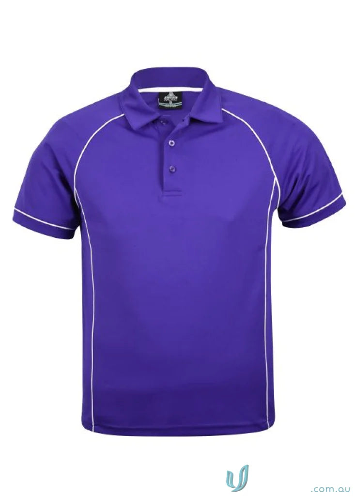 Purple polo shirt with white trim from Endeavour Polo, perfect for workwear and uniforms