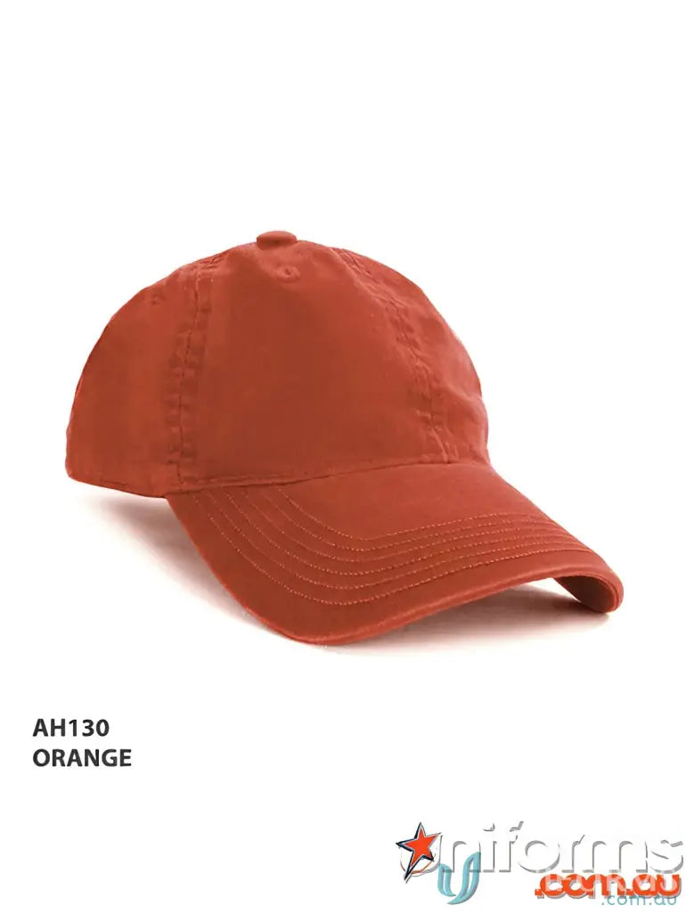 Orange Enzyme Washed Cap made of soft cotton, perfect for sports uniforms and cap style fans