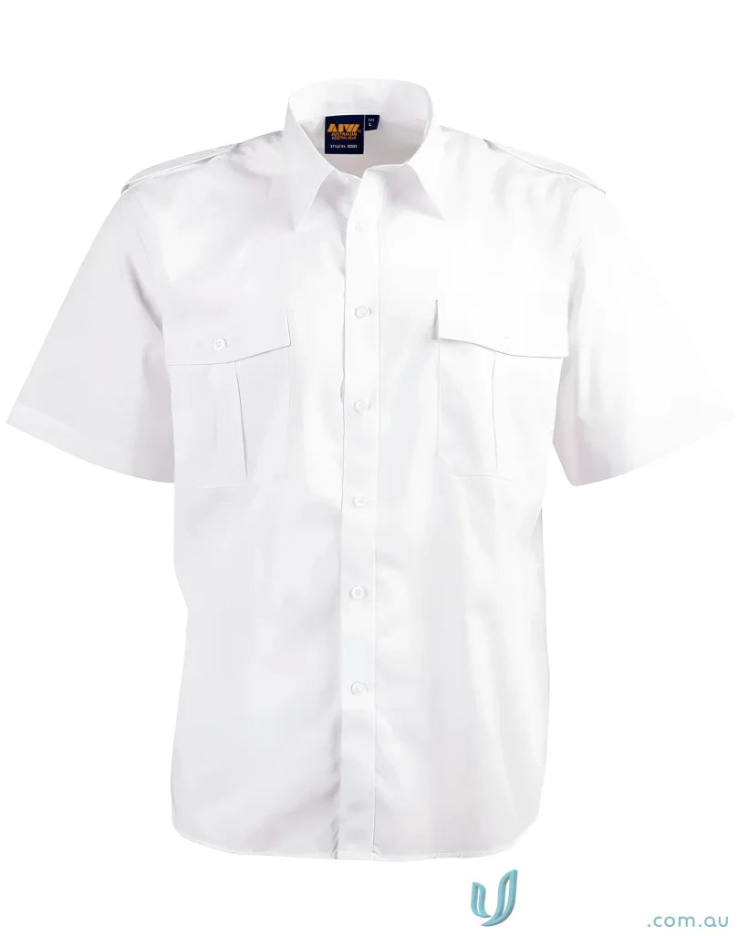 White Winning Spirit Epaulette SS Shirt with pleated pockets and short sleeves BS06S