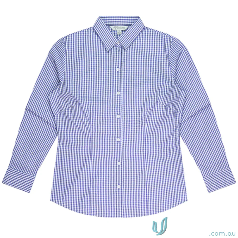 Blue and white checkered Epsom Lady Shirt S/S, perfect for uniforms and workwear