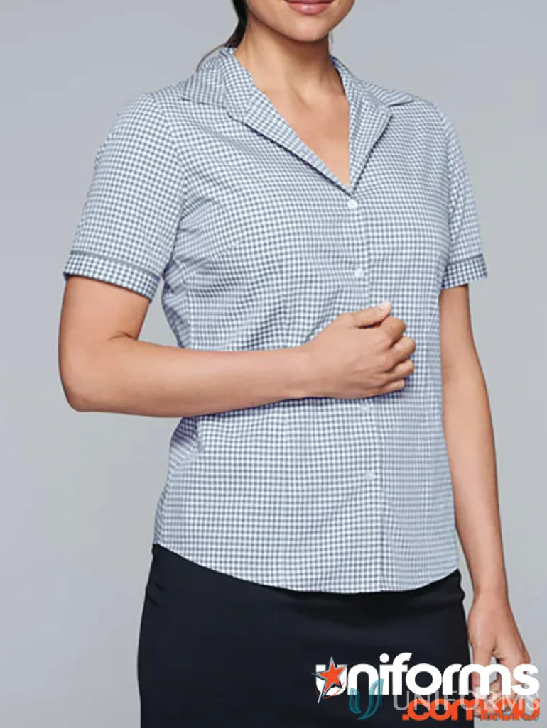 Tonal gingham collared short-sleeve workwear shirt from Epsom Lady collection