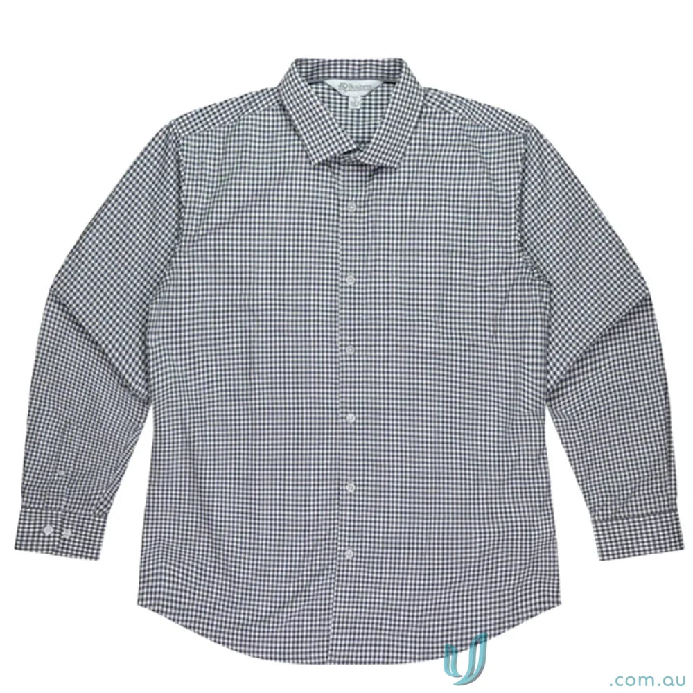 Epsom Long Sleeve Gingham Patterned Shirt with Collar Trim and Anti-Pill Treatment