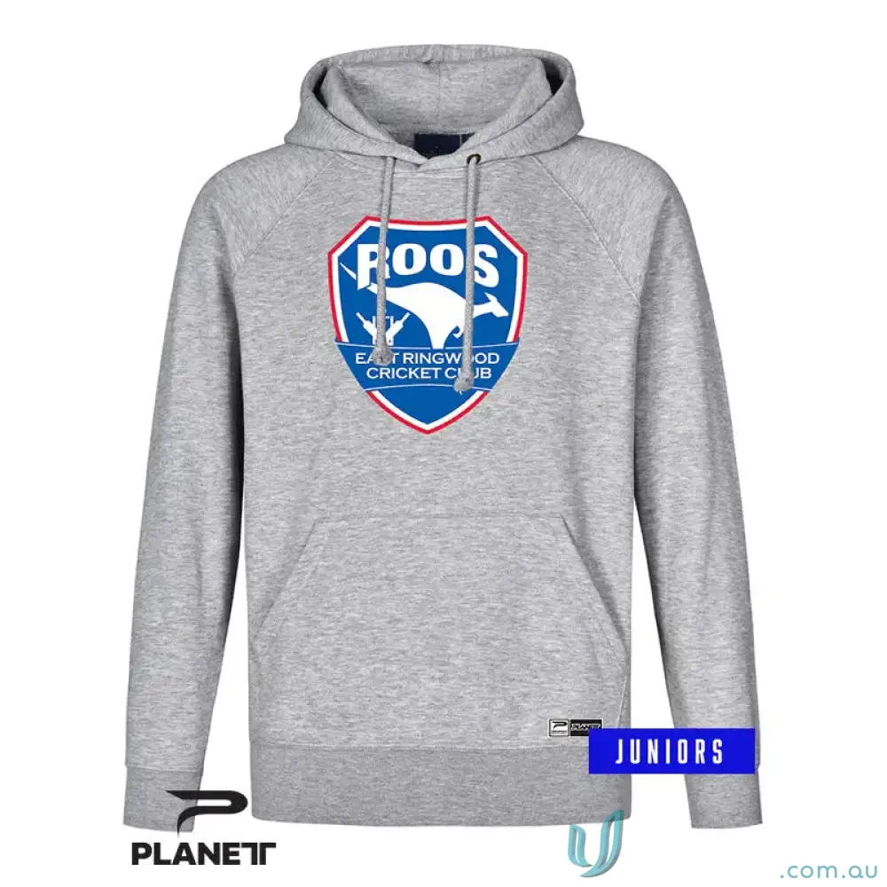 ERCC Junior Grey Hoodie for active kids with kangaroo logo casual sweatshirt