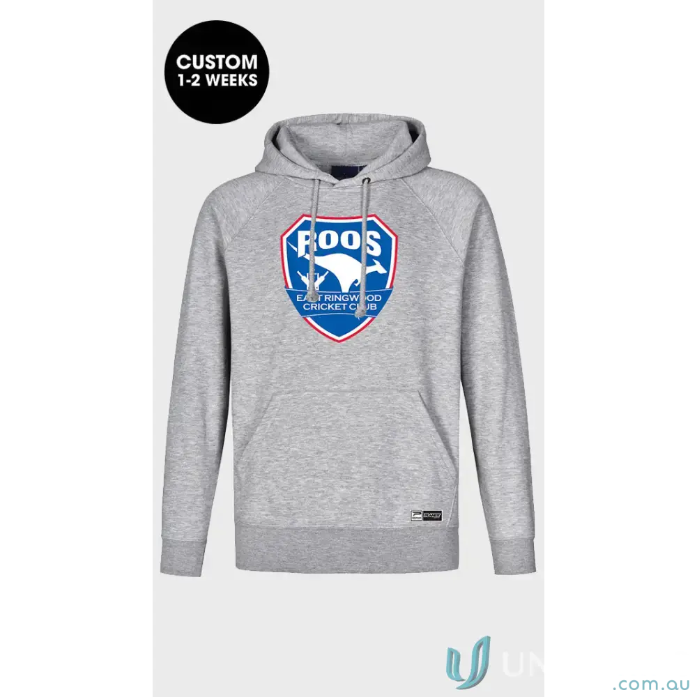 ERCC Junior Grey Hoodie showing a cozy grey hooded sweatshirt with logo for active kids