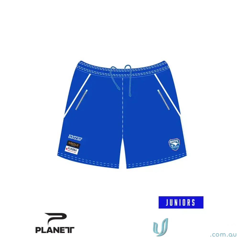 ERCC Junior Training Shorts for young cricketers in blue athletic shorts style