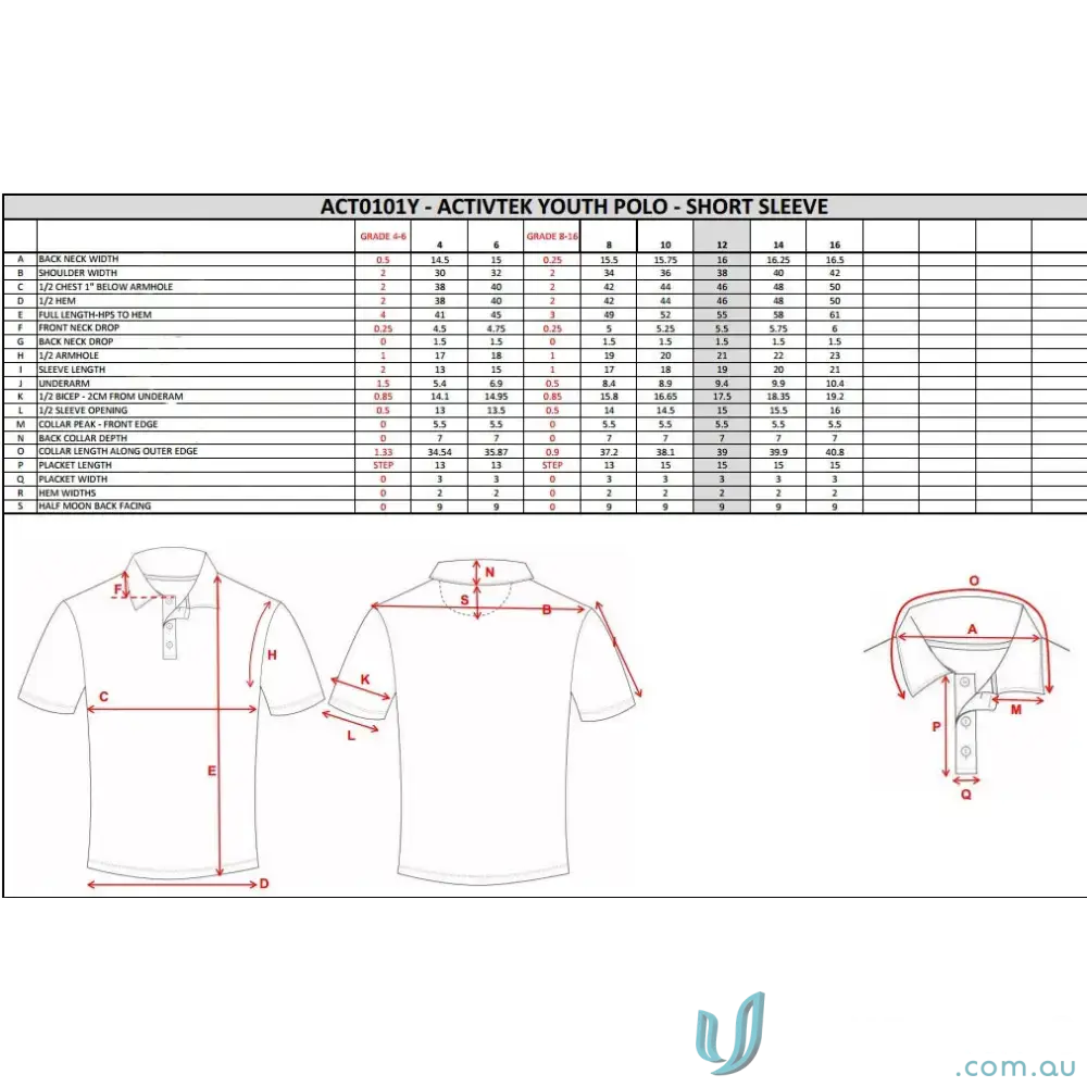 ERCC Junior White SS Polo youth size chart for junior cricket shirts production time