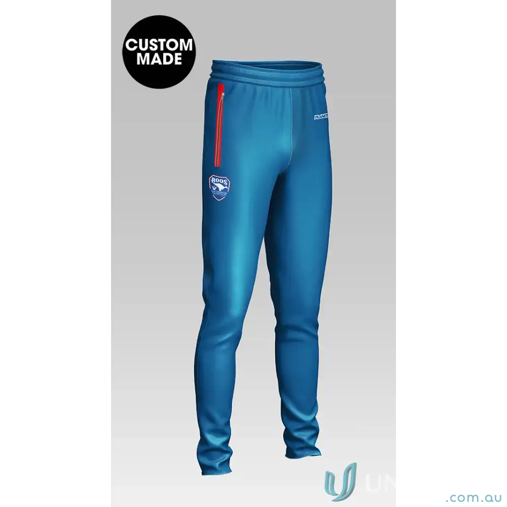 Blue custom-made athletic pants for East Ringwood Cricket and Ringwood Cricket Club