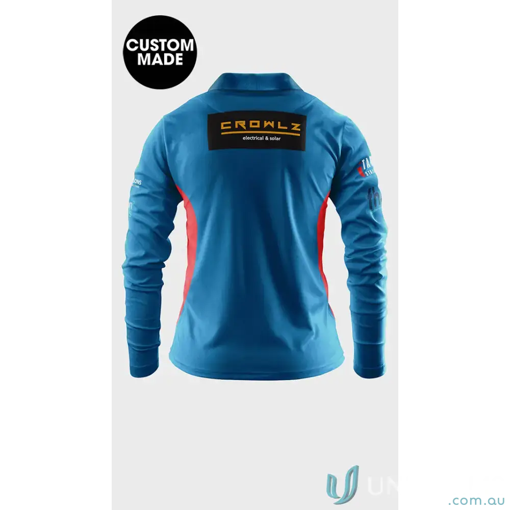 Blue long-sleeved polo shirt from ERCC Seniors SS Polo, perfect with seniors white pants